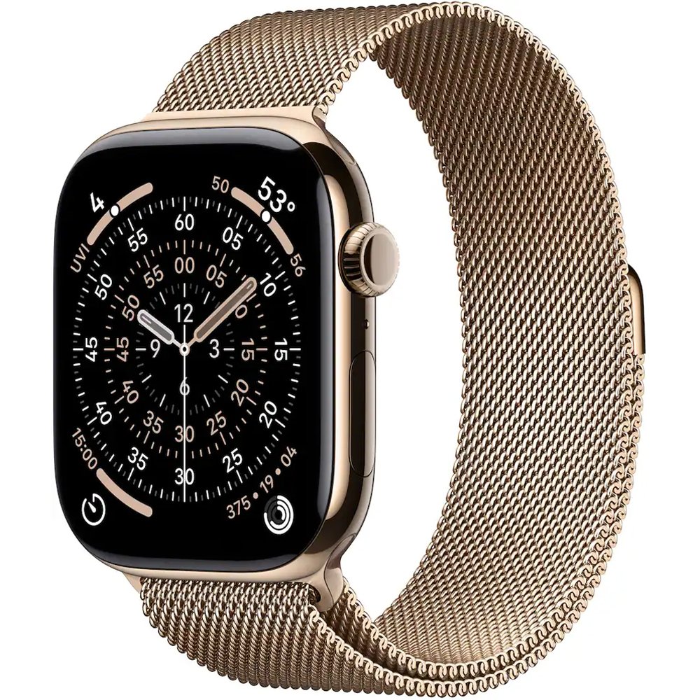 15420407532-series-11-46mm-gps-celular-titanium-gold-loop-milanese-1.jpg Apple Watch Series 11 46mm GPS + Celular MFD84LW/A Titanium Gold/Gold Milanese Loop M/L - Imagem 1