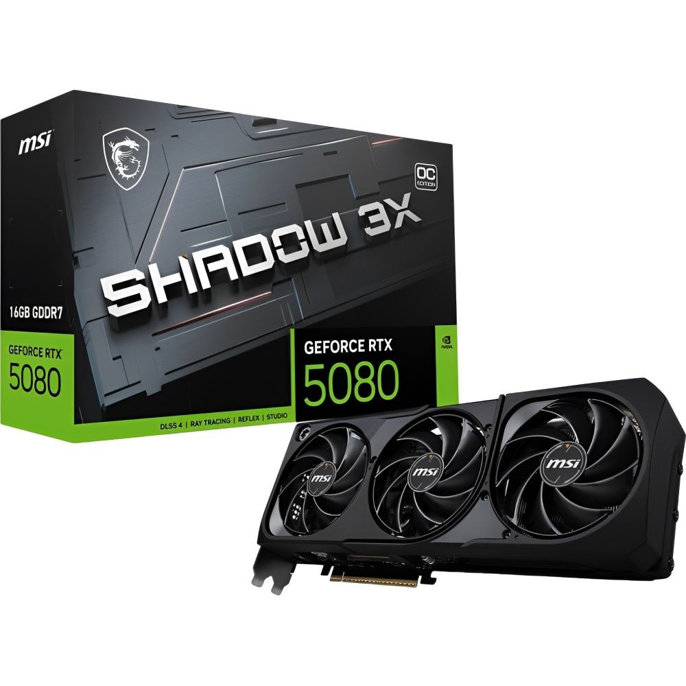 15532907938-msi-rtx-5080-shadow-3x-16-gb.jpg Placa de Video Gigabyte GeForce RTX 5080 Shadow 3X OC Edition 16 GB GDDR7 - Imagem 1